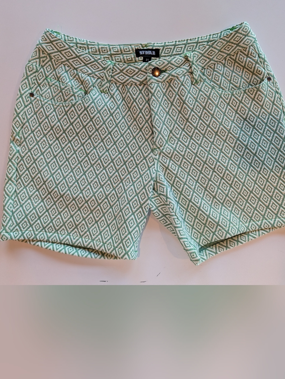 Steele Trunks Green White Short Shorts Size 31